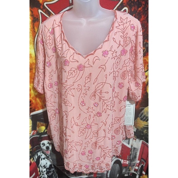 Roaman's Women's Plus Size Pink Floral Embroidered ~Tunic‎ Top~26W~NWT - Picture 1 of 8